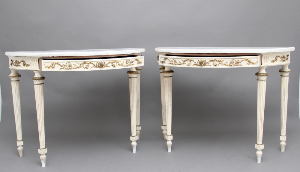Pair of 19th Century French painted console tables View II