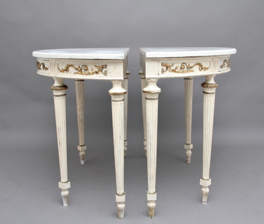 Pair of 19th Century French painted console tables View X