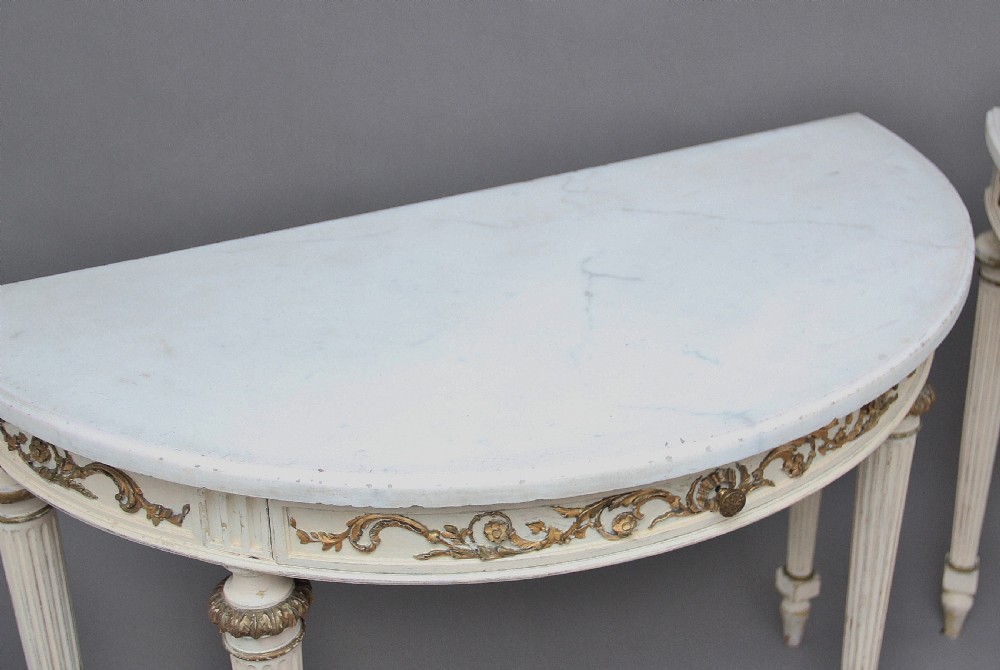 Pair of 19th Century French painted console tables View XII