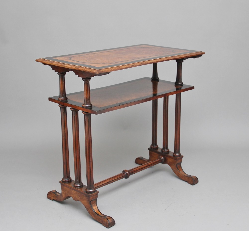 19th Century burr walnut two tier occasional table