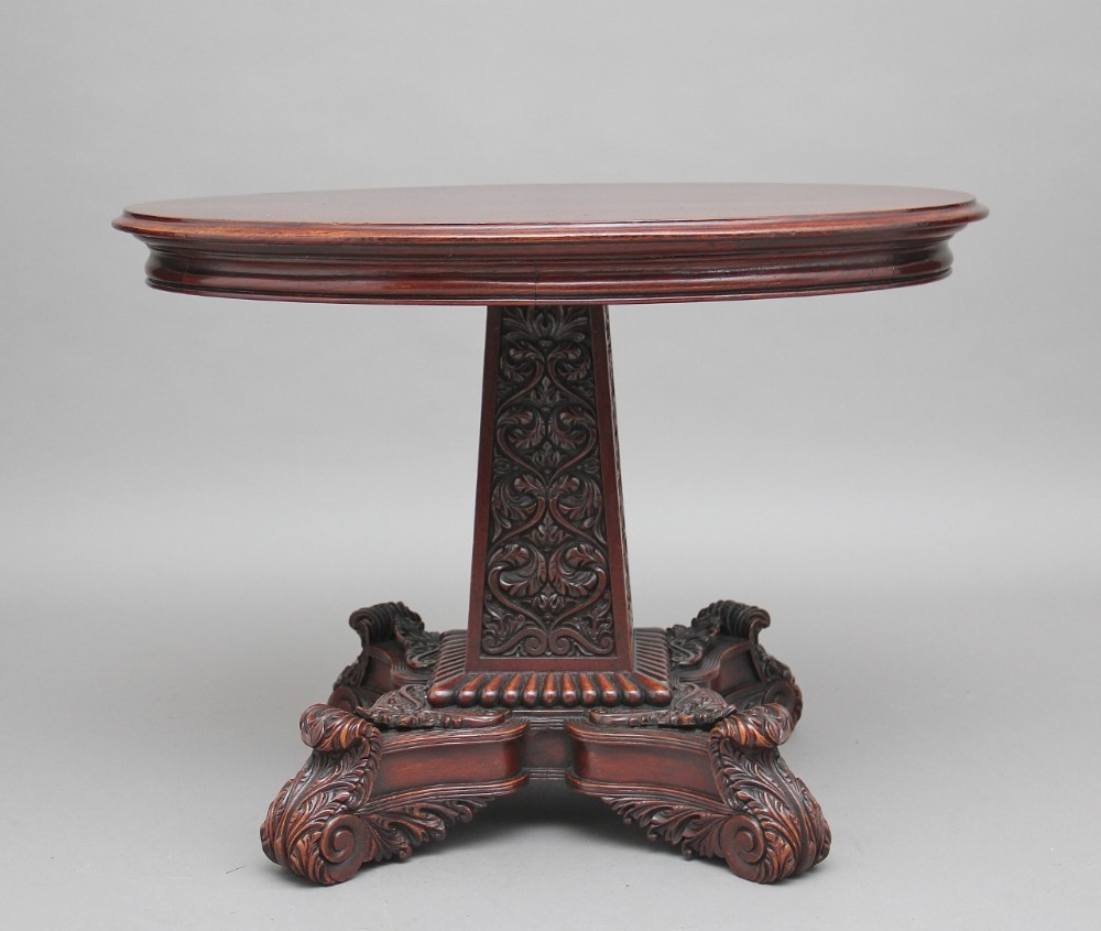 19th Century walnut carved occasional table
