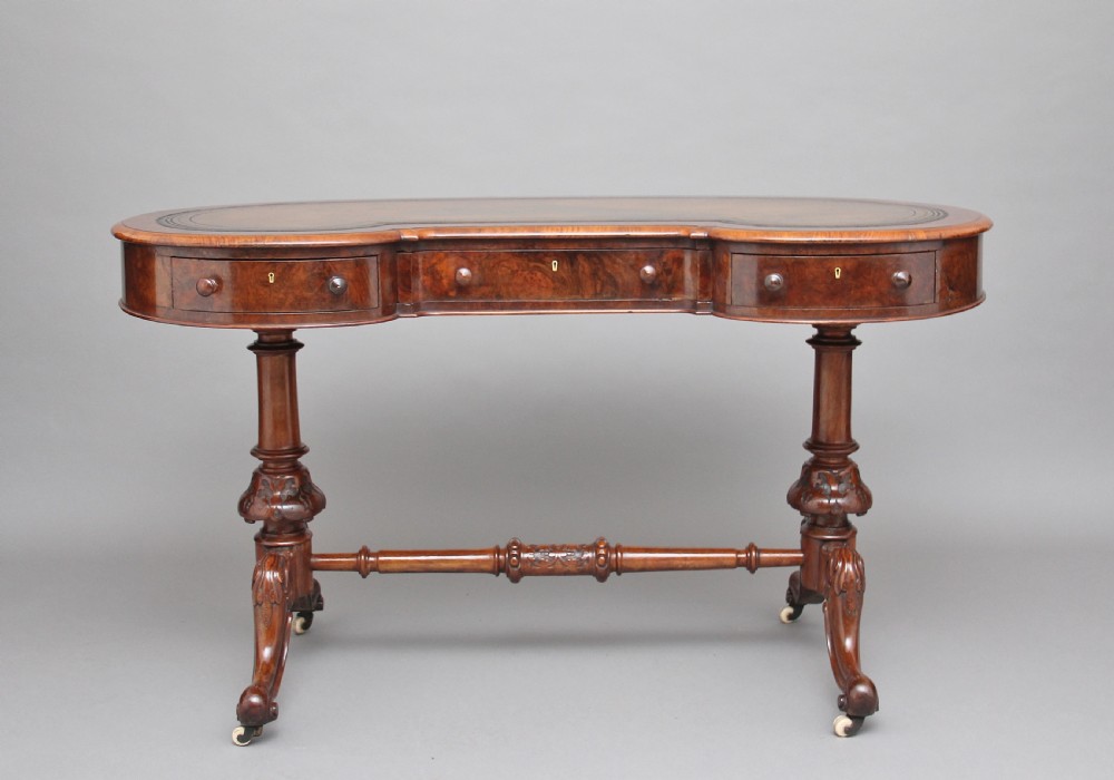 19th Century burr walnut writing table
