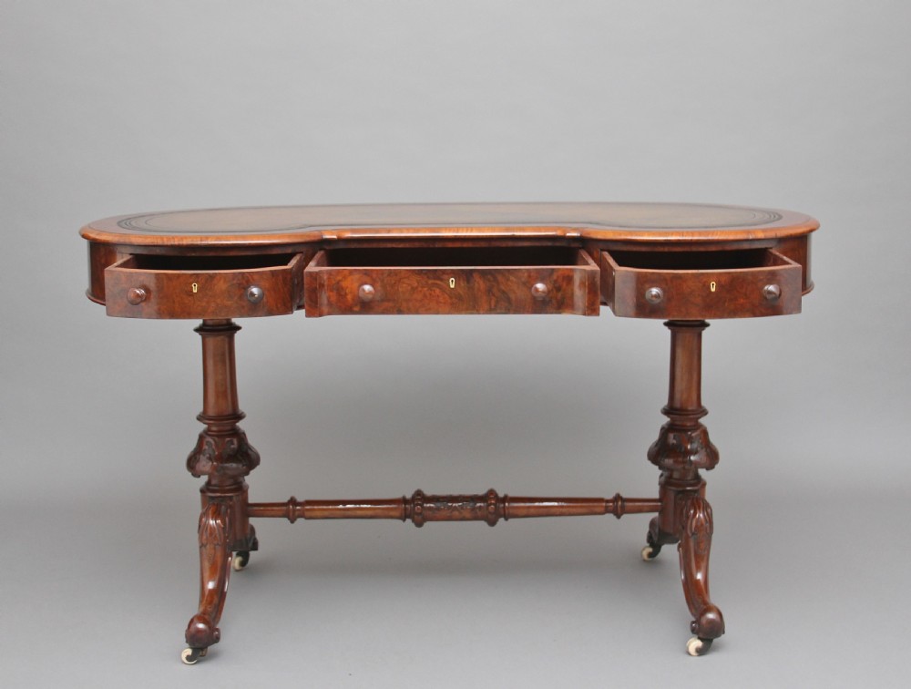 19th Century burr walnut writing table View II