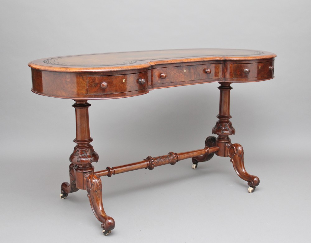 19th Century burr walnut writing table View III