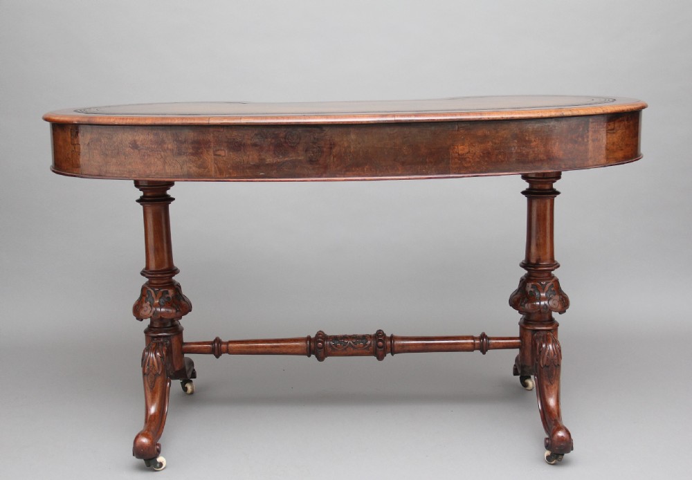 19th Century burr walnut writing table View V
