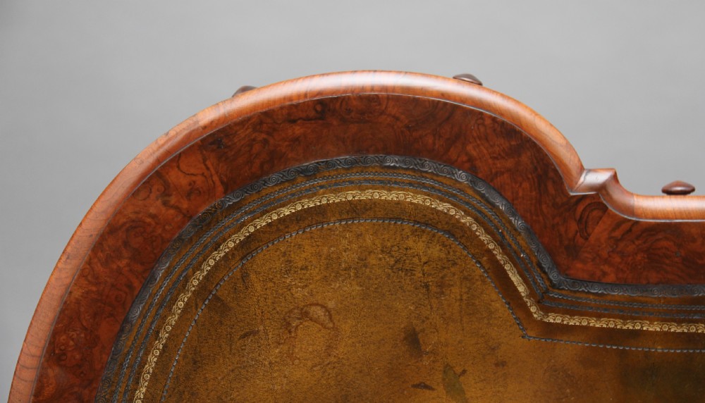 19th Century burr walnut writing table View VIII