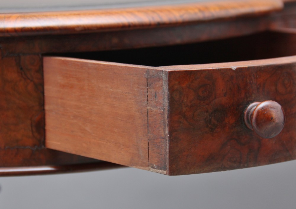 19th Century burr walnut writing table View XI