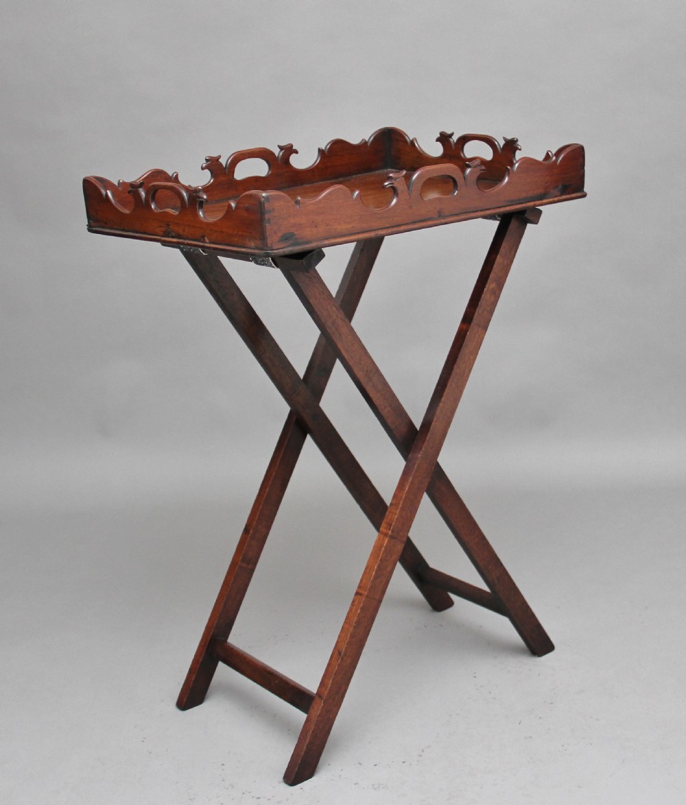 Early 19th Century carved mahogany butlers tray on stand