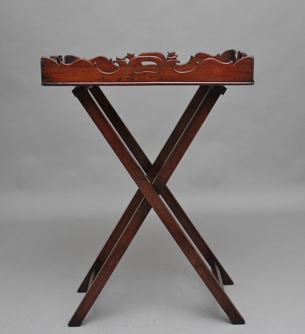 Early 19th Century carved mahogany butlers tray on stand View IV