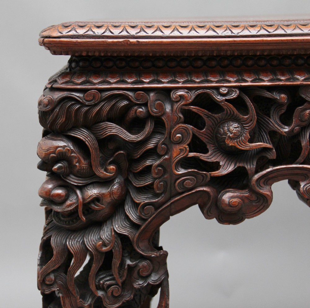 Early 19th Century Chinese carved centre table View X
