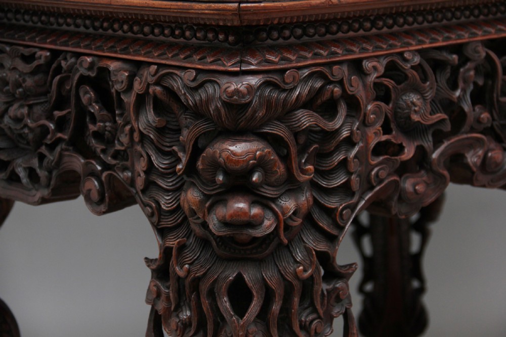 Early 19th Century Chinese carved centre table View XI