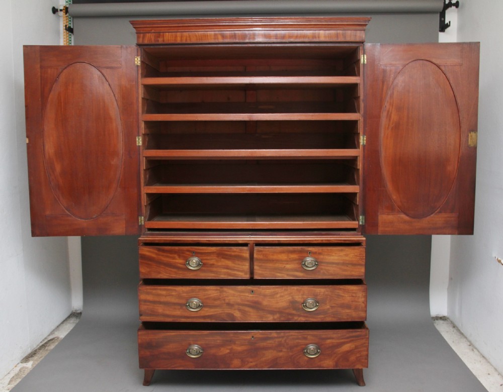 Early 19th Century mahogany linen press View III