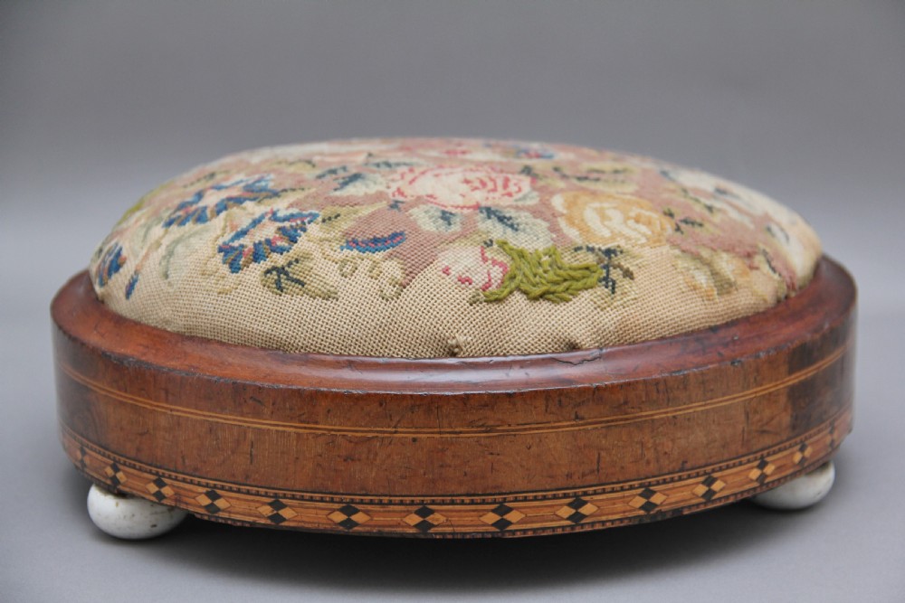 19th Century mahogany and inlaid foot stool View VII