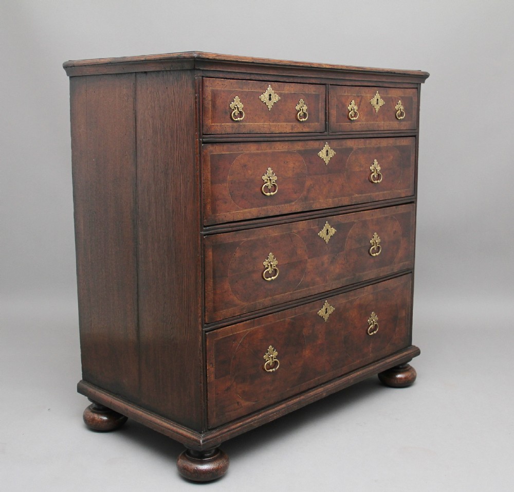 18th Century oyster wood chest of drawers View II