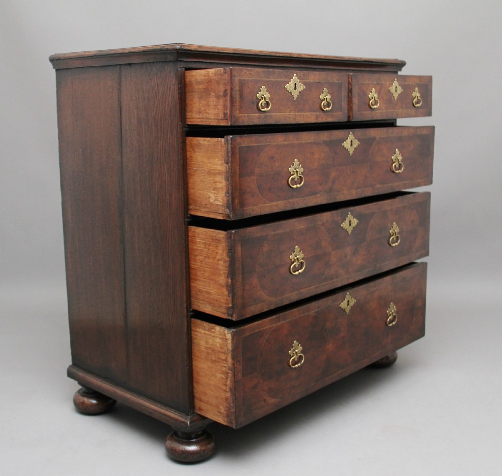 18th Century oyster wood chest of drawers View III
