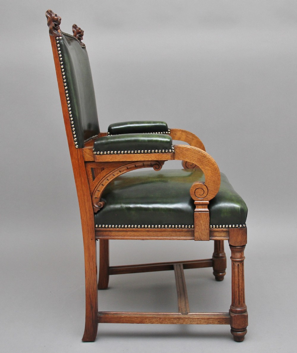 19th Century oak library armchair View II