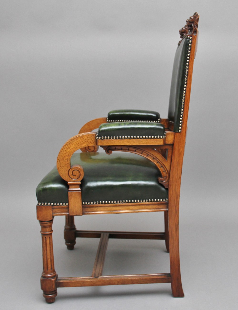 19th Century oak library armchair View IV