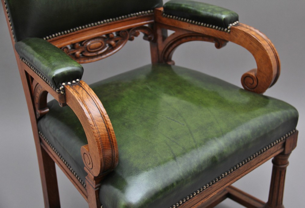 19th Century oak library armchair View VIII