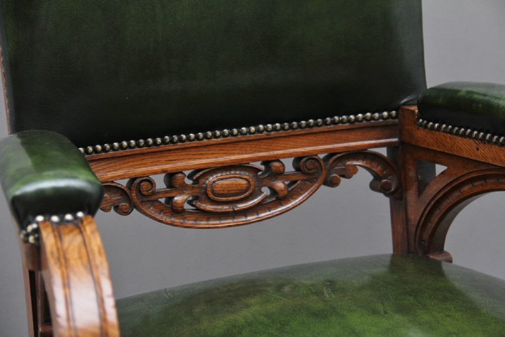 19th Century oak library armchair View IX