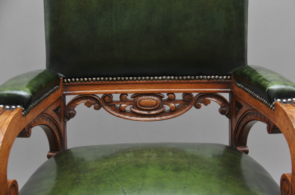 19th Century oak library armchair View XI