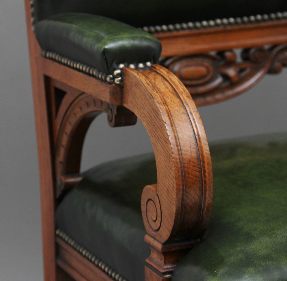 19th Century oak library armchair View XII