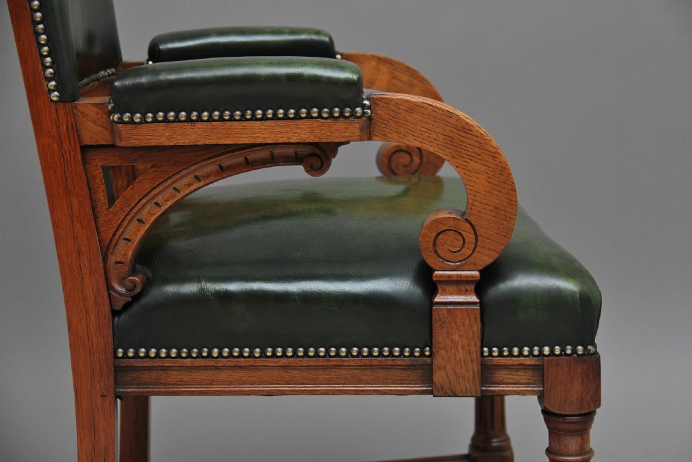 19th Century oak library armchair View XIV