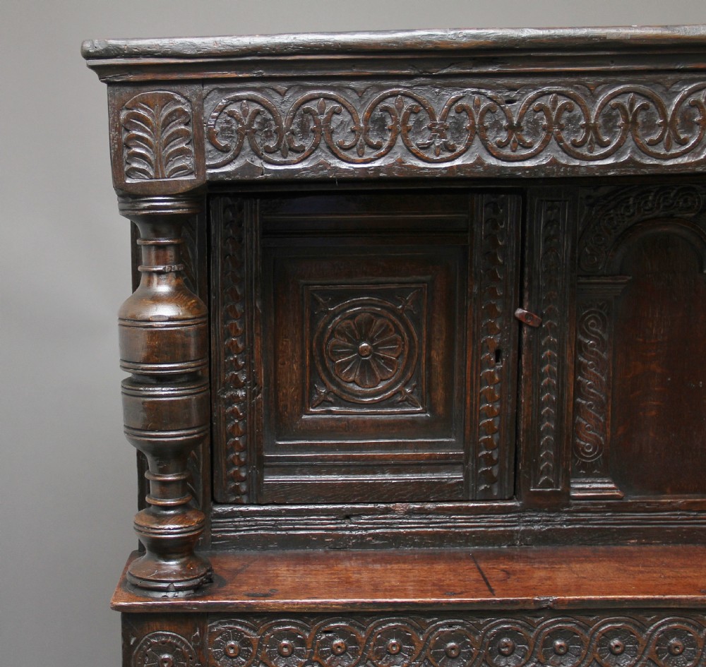 17th Century oak court cupboard View IX