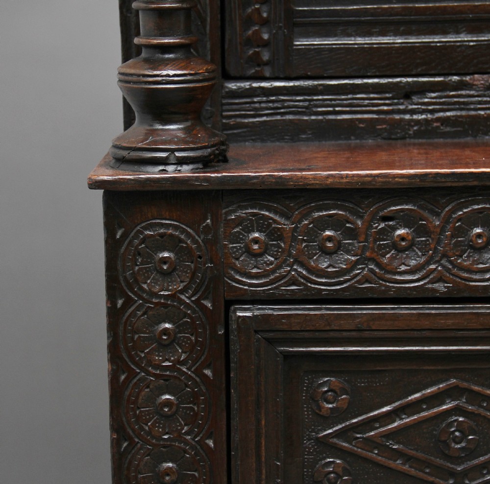17th Century oak court cupboard View XI