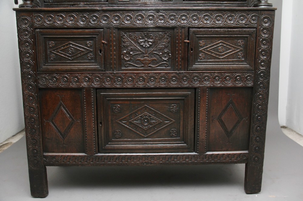 17th Century oak court cupboard View XII