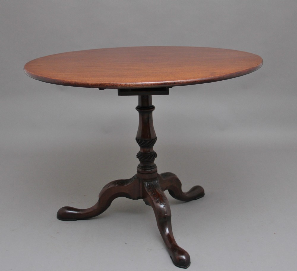 18th Century carved mahogany tripod table View V