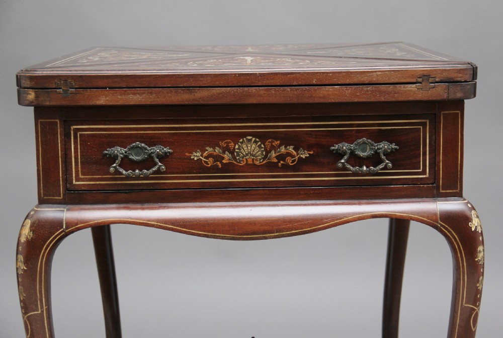 19th Century inlaid envelope table View XIII