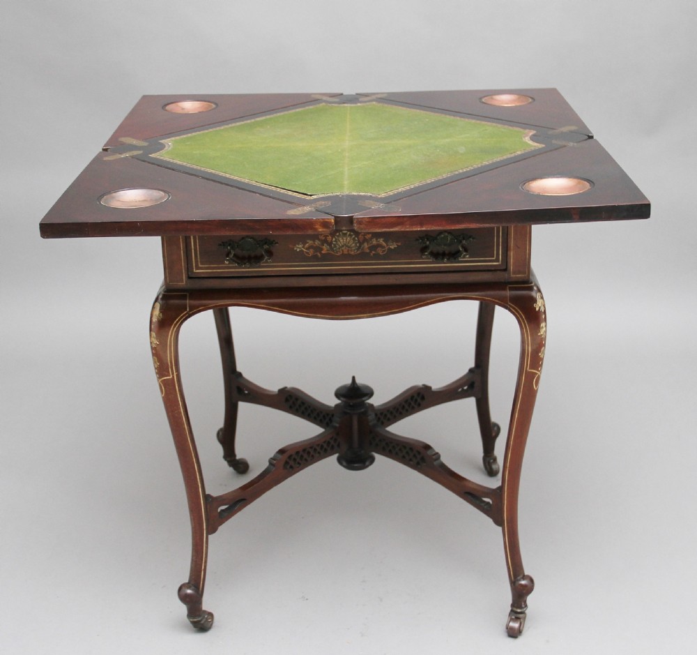19th Century inlaid envelope table View XV