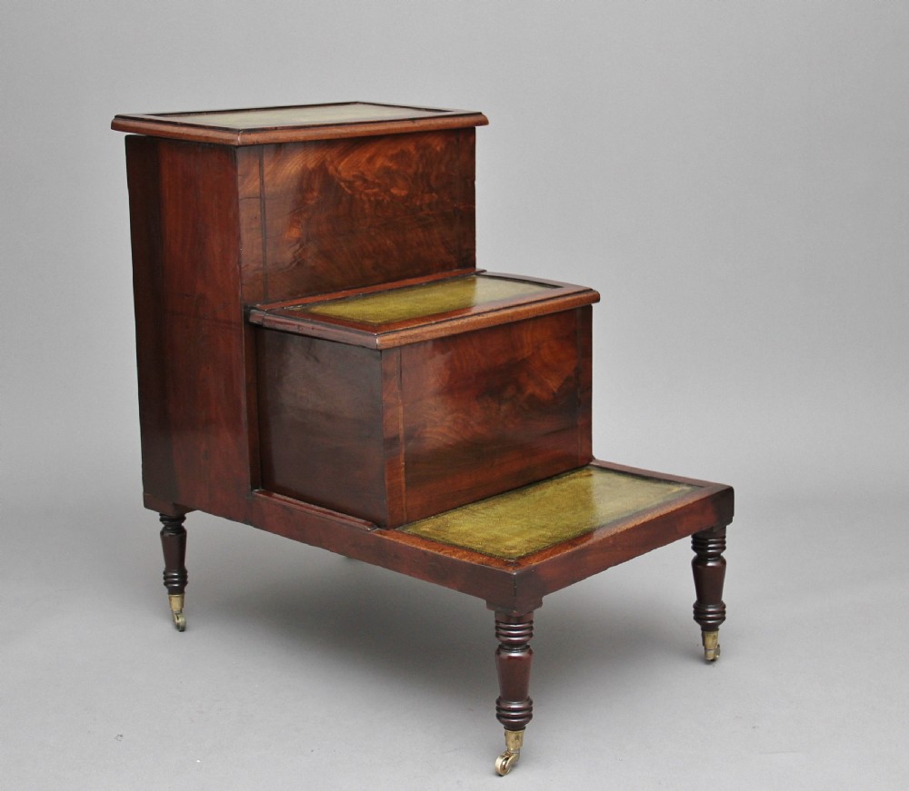 19th Century mahogany library steps
