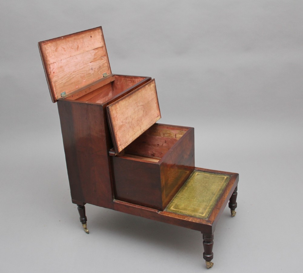 19th Century mahogany library steps View III