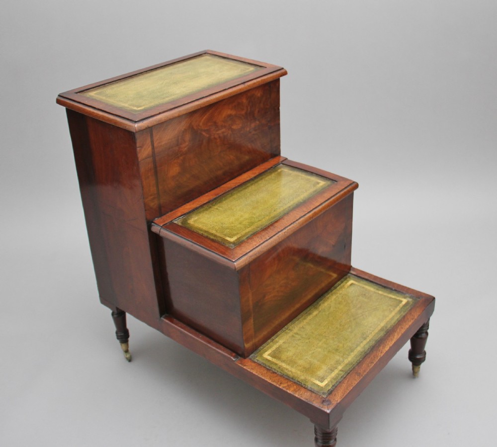 19th Century mahogany library steps View IV