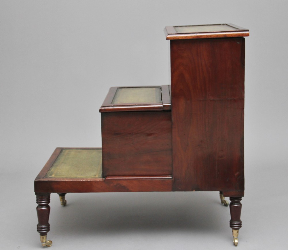 19th Century mahogany library steps View IX