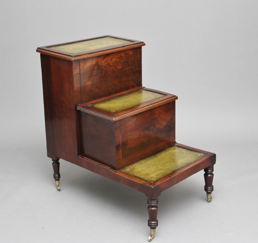 19th Century mahogany library steps View XI