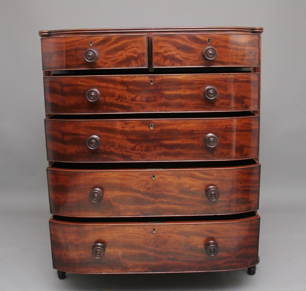 Early 19th Century flame mahogany chest of drawers View II