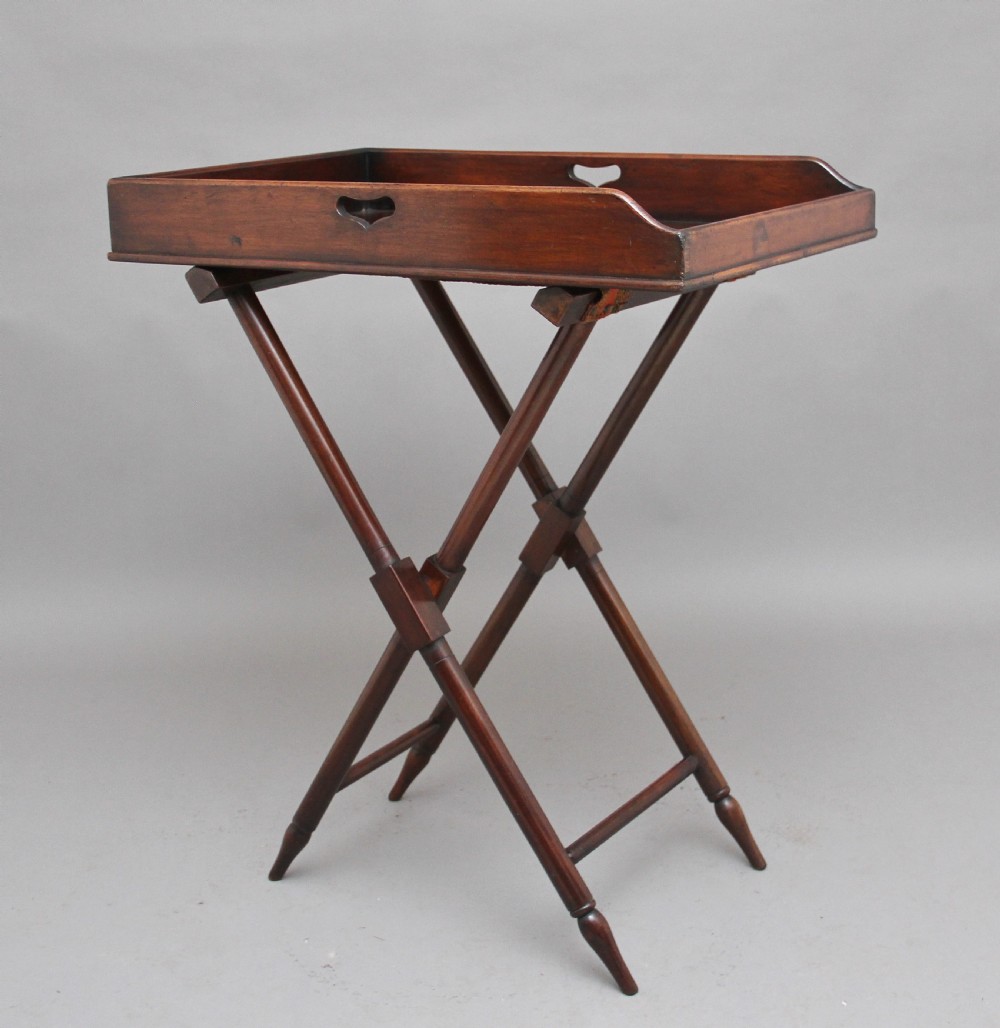 19th Century mahogany butlers tray on stand
