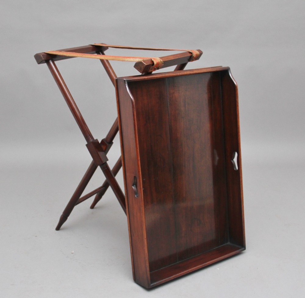 19th Century mahogany butlers tray on stand View VII