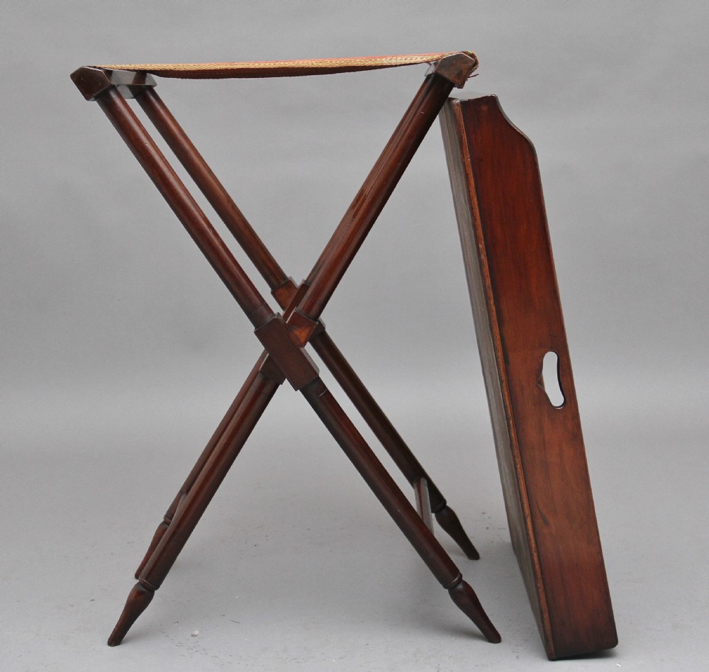 19th Century mahogany butlers tray on stand View VIII