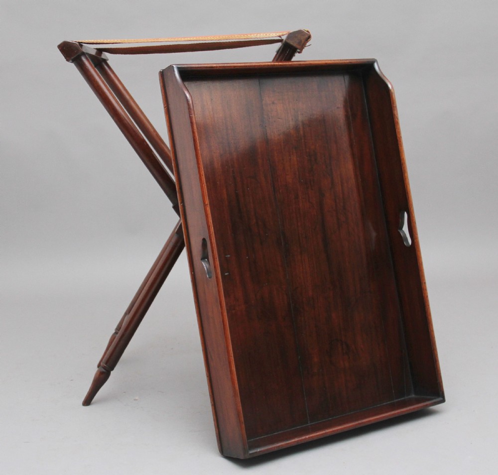 19th Century mahogany butlers tray on stand View X