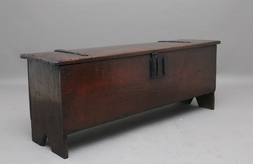 17th Century narrow oak coffer