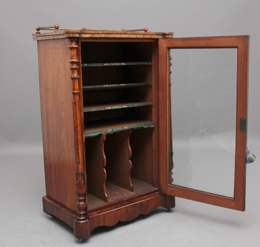 19th Century burr walnut inlaid music cabinet View II