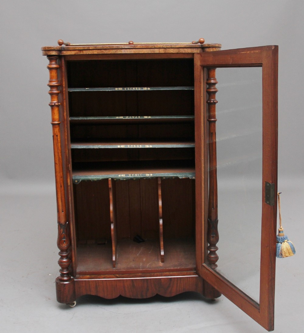 19th Century burr walnut inlaid music cabinet View V
