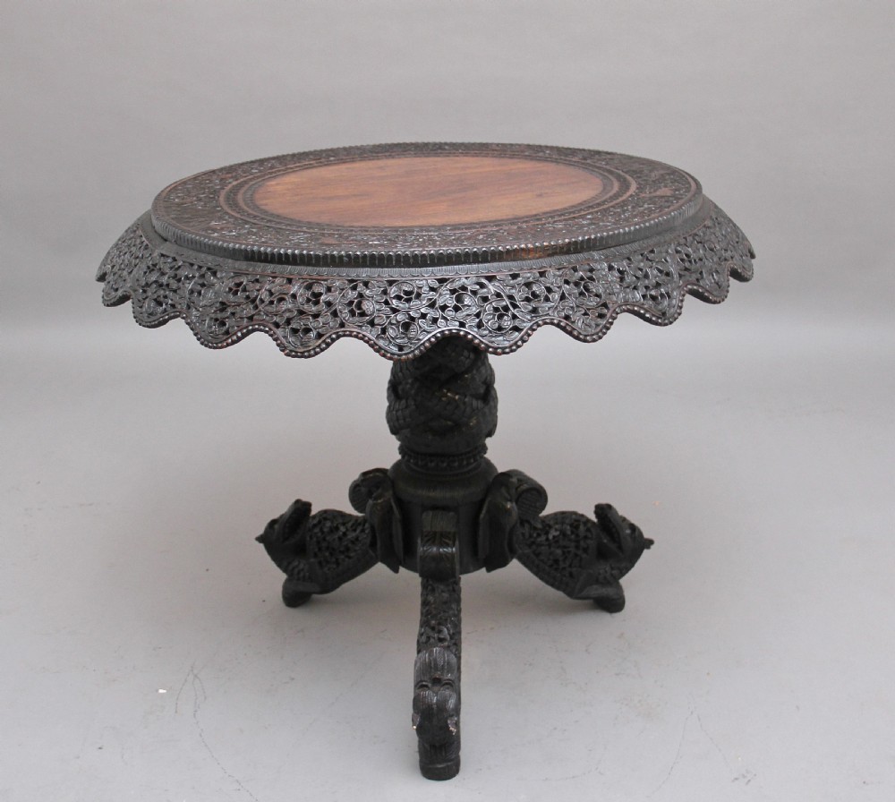 19th Century Burmese carved centre table