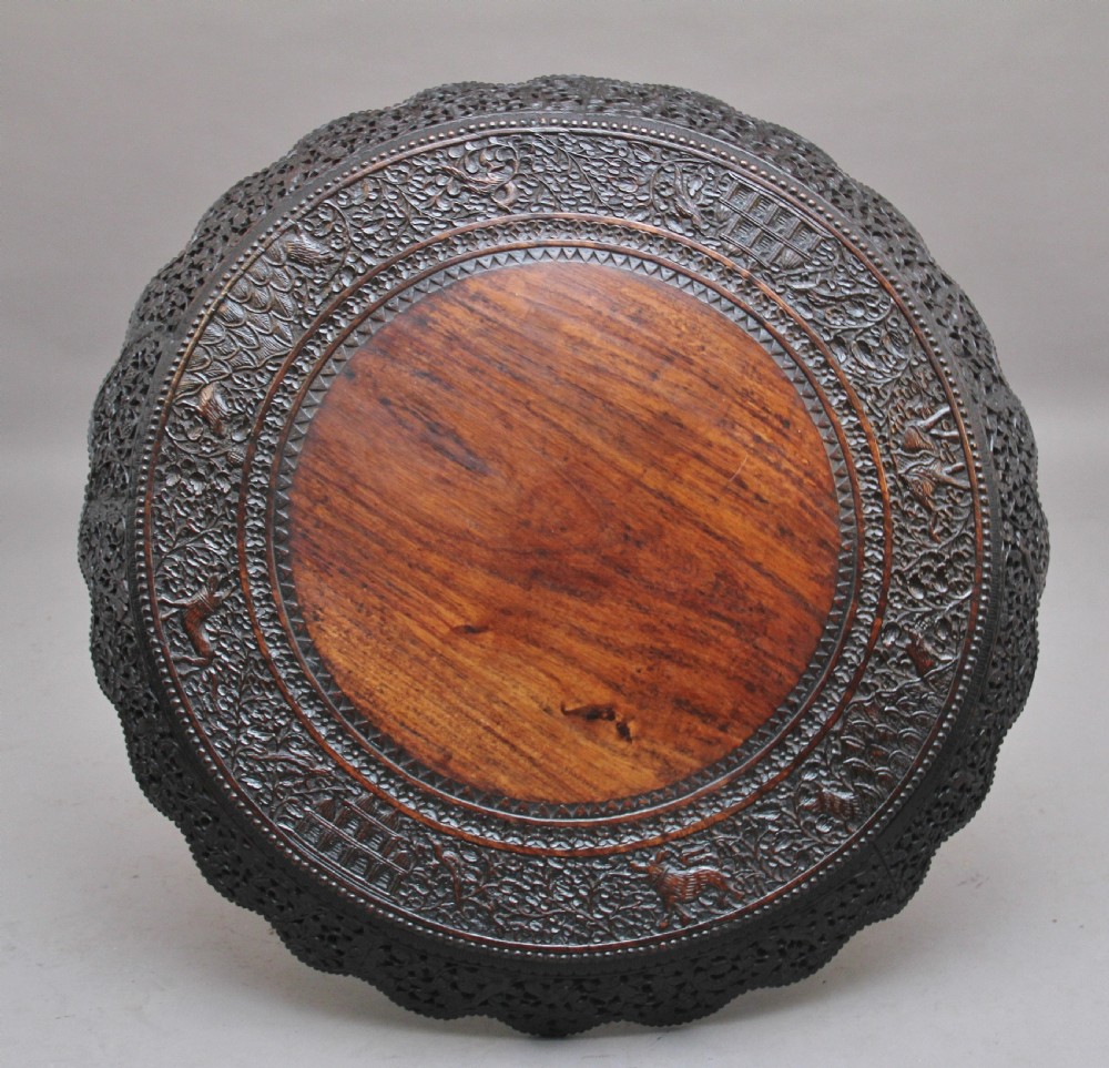 19th Century Burmese carved centre table View II
