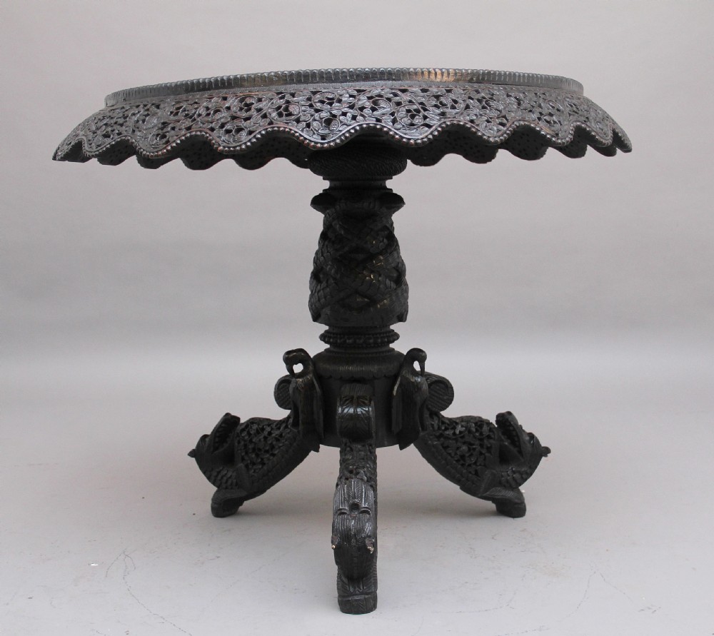 19th Century Burmese carved centre table View IV