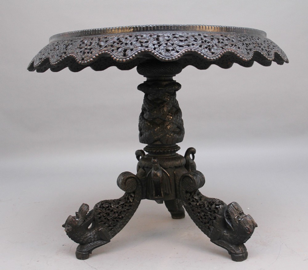 19th Century Burmese carved centre table View VII