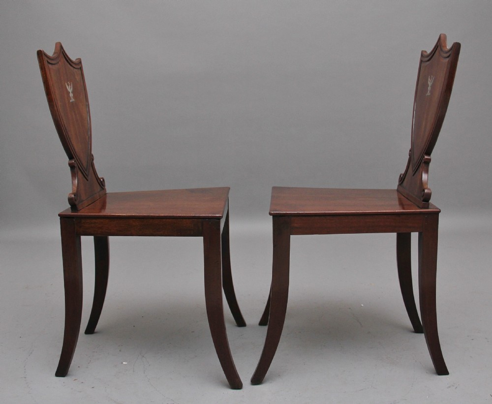 Pair of early 19th Century mahogany hall chairs View III